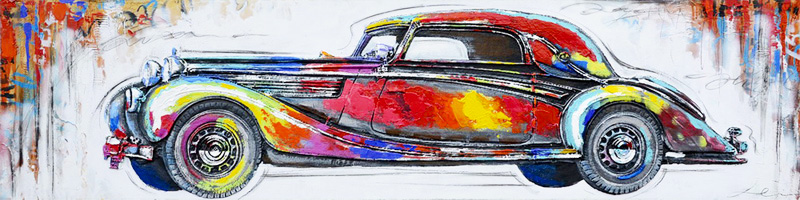 PXFC274 Wall décor art oil on canvas pop art vintage car colourful